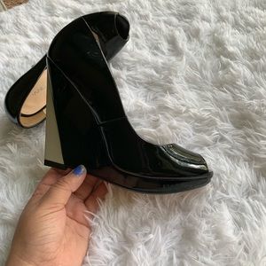 Black Peep Toe Wedge